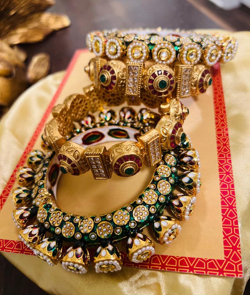 Rajasthani Bangle Set Maroon Green Wedding Chuda Indian Bangles