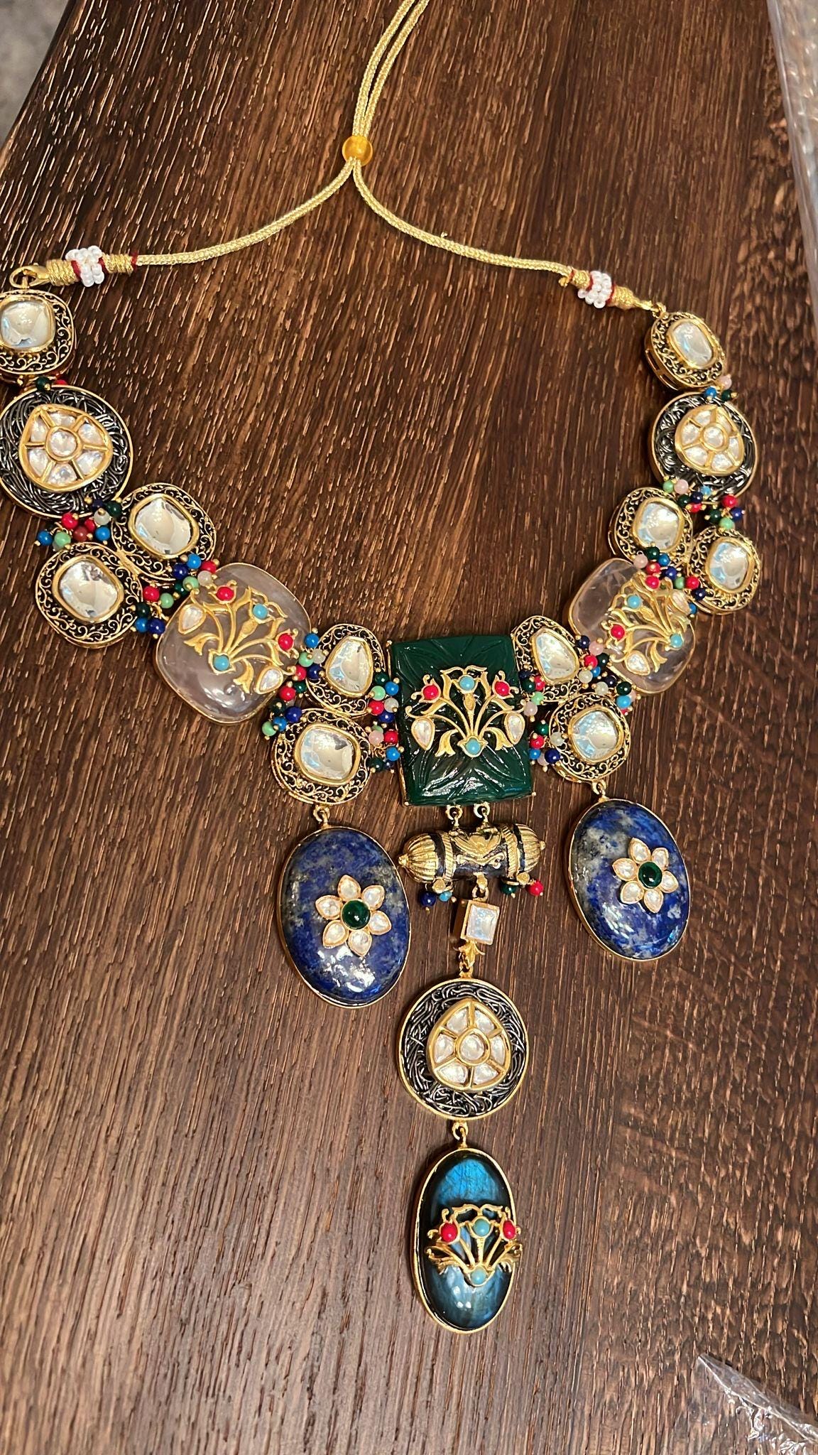 Royal Sabyasachi Inspired Premium Fusion Uncut Polki Kundan Jewelry/Bollywood Inspired Jewelry/Bridal Indian Pakistani jewelry with Earrings