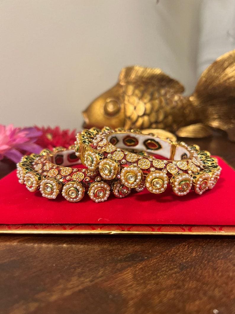 Rajasthani Bangle Set Maroon Green Wedding Chuda Indian Bangles