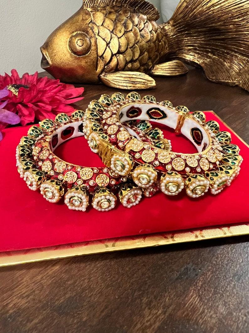 Rajasthani Bangle Set Maroon Green Wedding Chuda Indian Bangles