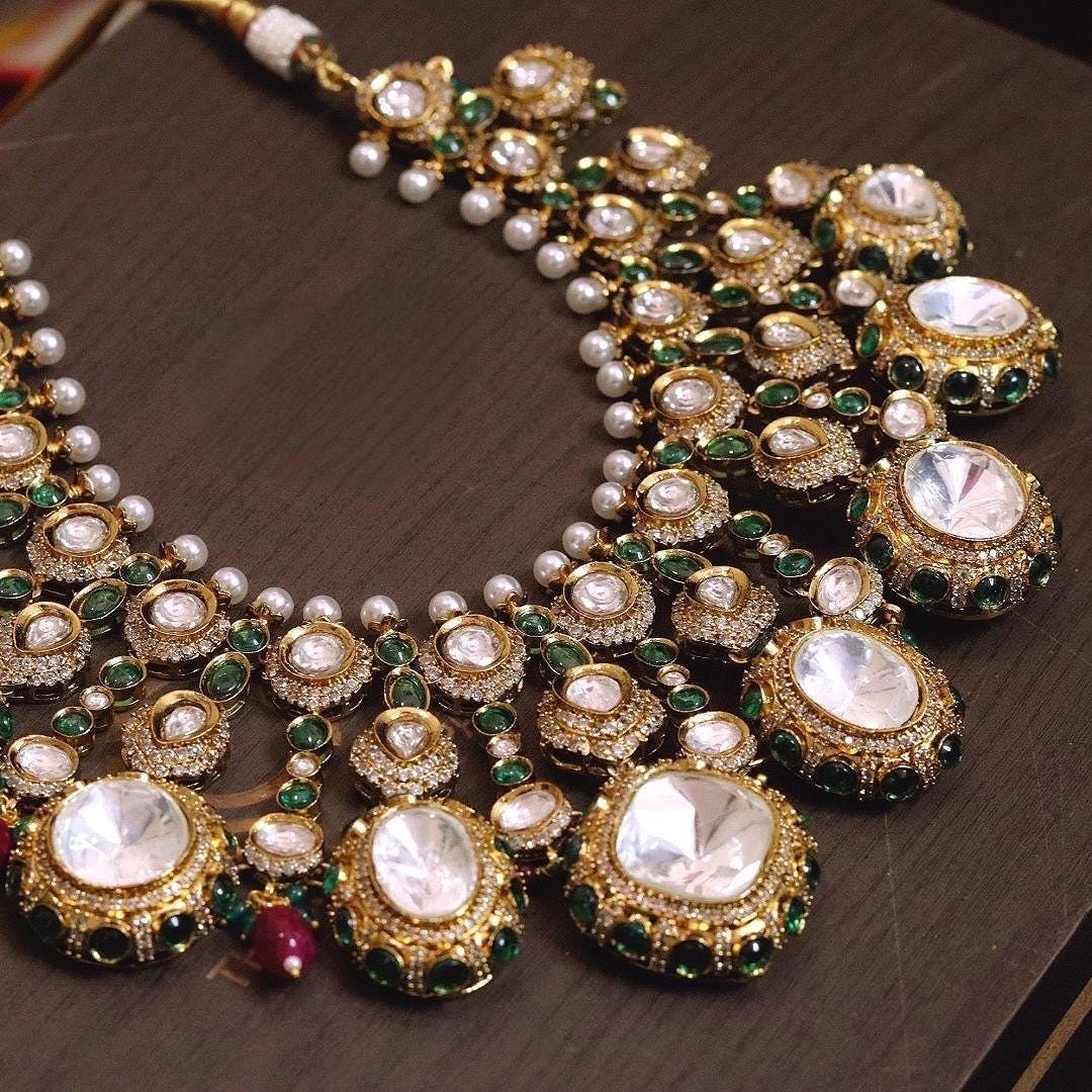 Rashmika Mandanna inspired Moissanite Kundan bridal necklace set with earrings/Sabsayachi jewelry/Bollywood/Indian jewelry/Pakistani Jewelry