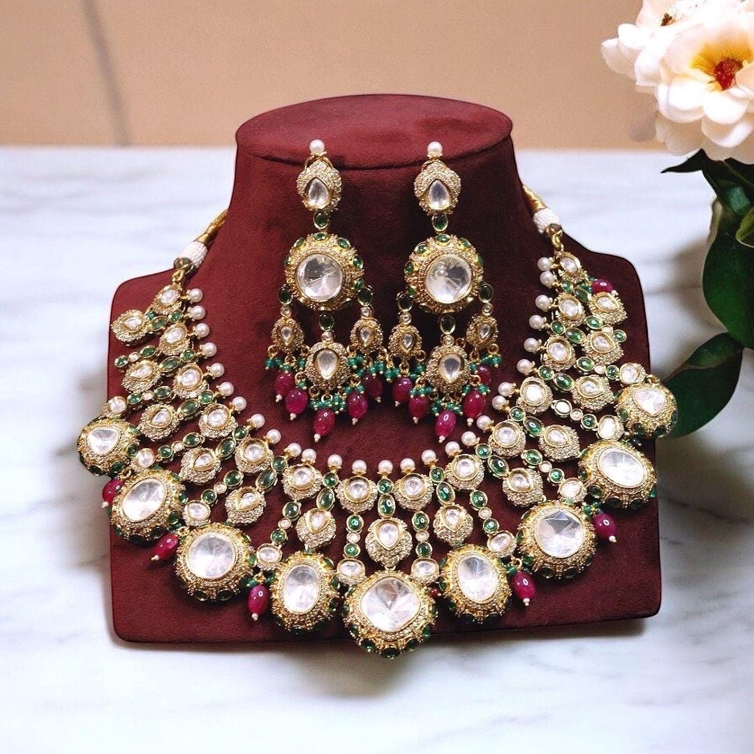 Rashmika Mandanna inspired Moissanite Kundan bridal necklace set with earrings/Sabsayachi jewelry/Bollywood/Indian jewelry/Pakistani Jewelry