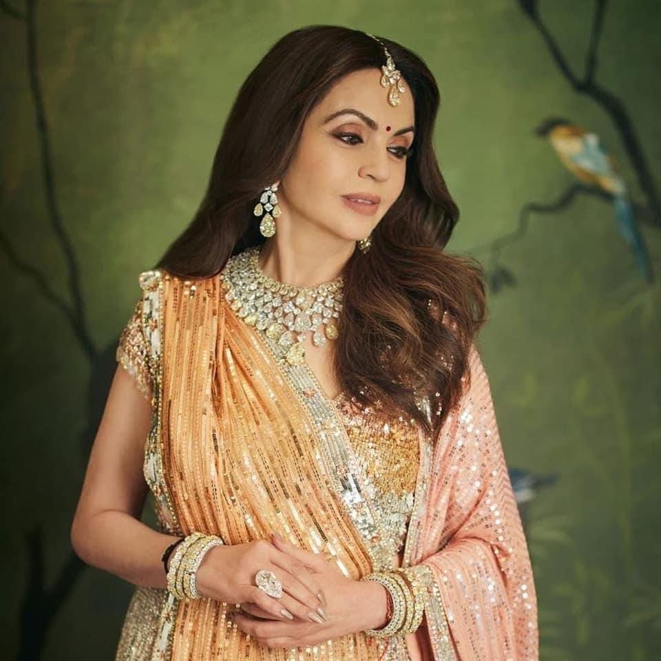 Nita Ambani inspired American diamond statement necklace set with earrings and tikka/ diamond statement necklace set/ Bollywood/ celebrity