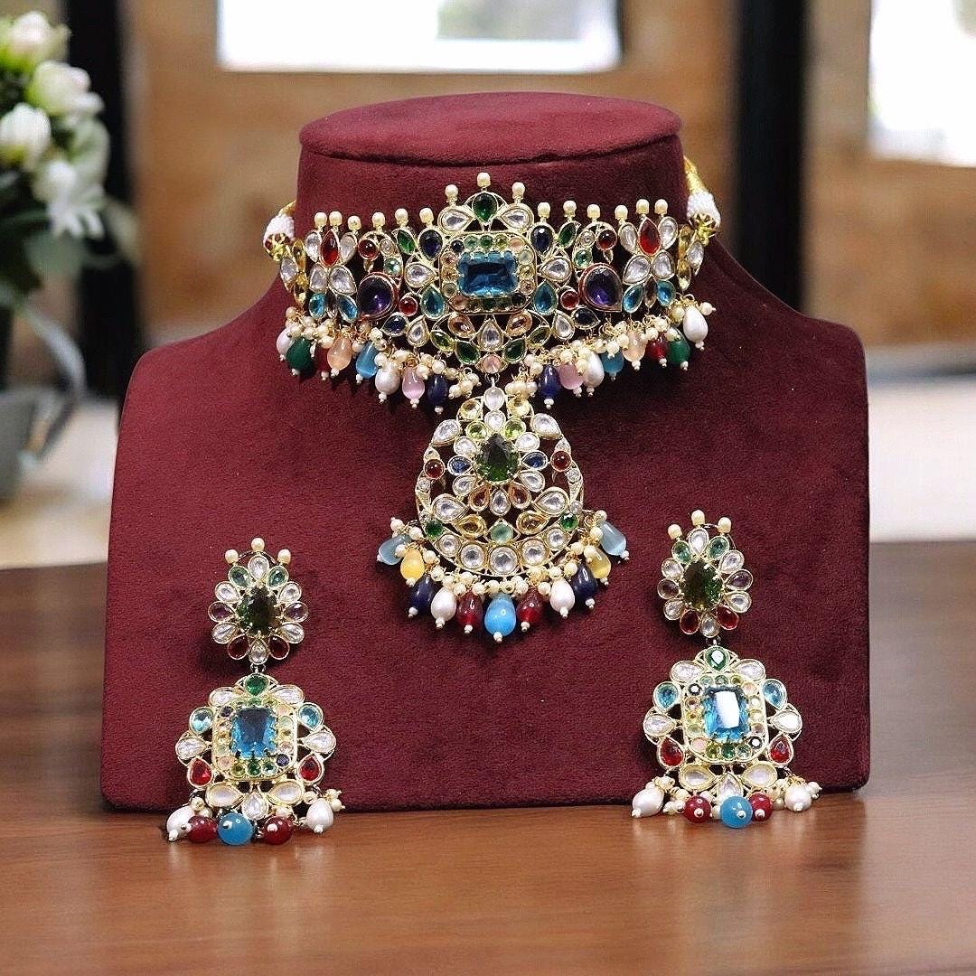 Sabyasachi inspired necklace kundan necklace jewellery choker set, Bollywood inspired, celebrity necklace, Indian necklace, statement set