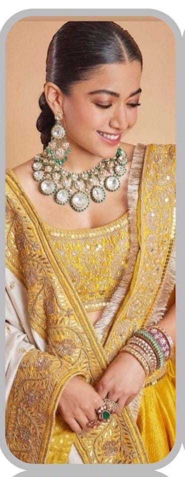 Rashmika Mandanna inspired Moissanite Kundan bridal necklace set with earrings/Sabsayachi jewelry/Bollywood/Indian jewelry/Pakistani Jewelry