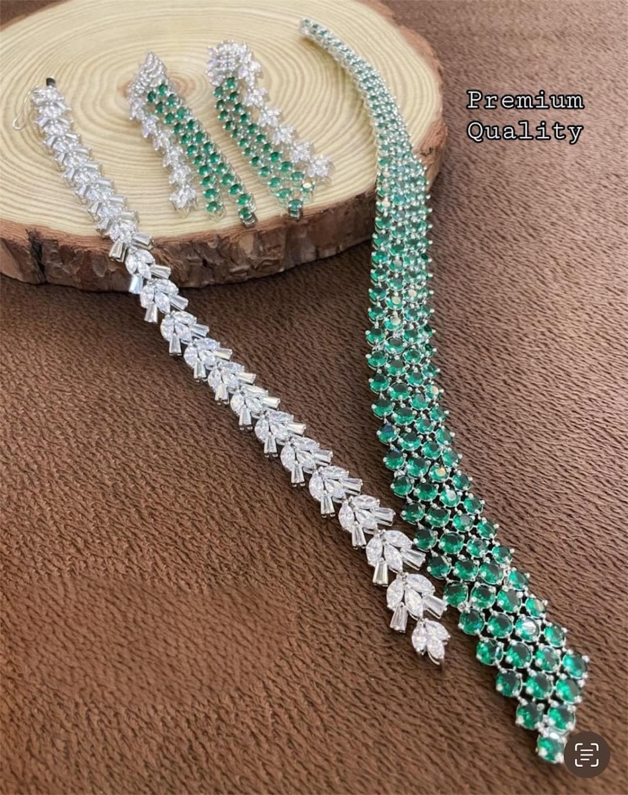 Hollywood inspired diamond statement necklace set with earrings/celebrity jewelry/statement necklace/Western jewelry/unique necklace