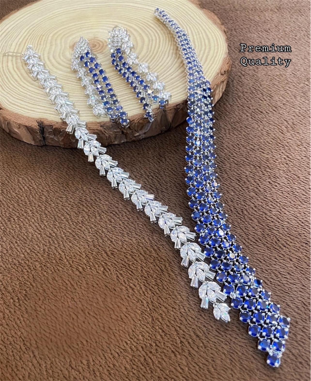 Hollywood inspired diamond statement necklace set with earrings/celebrity jewelry/statement necklace/Western jewelry/unique necklace