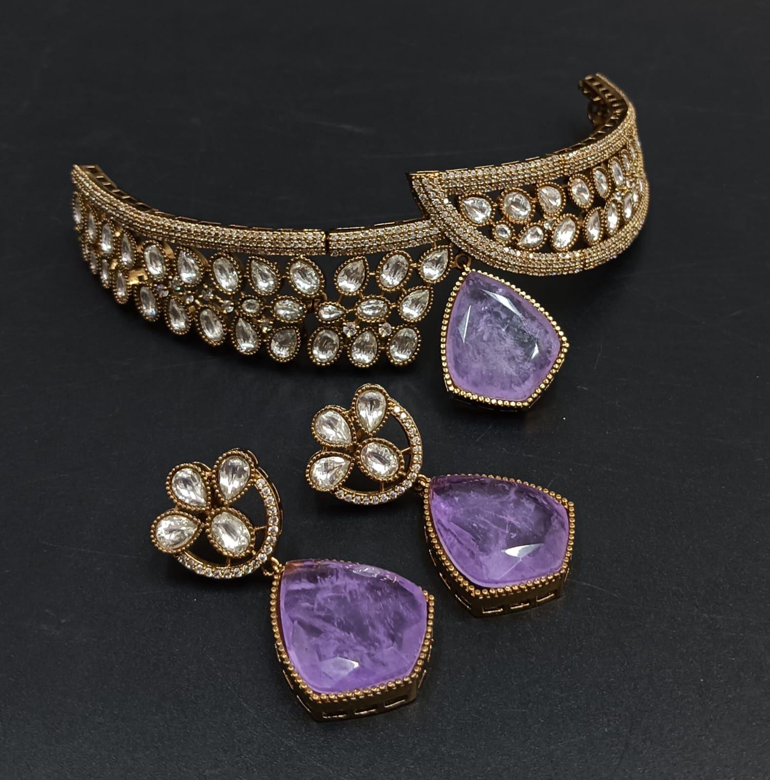 Polki choker Necklace Green Kundan Set Sabyasachi Jewelry Victorian Polki Diamond Necklace Jadau Jewelry Emerald Doublet Moissanite Jewelry