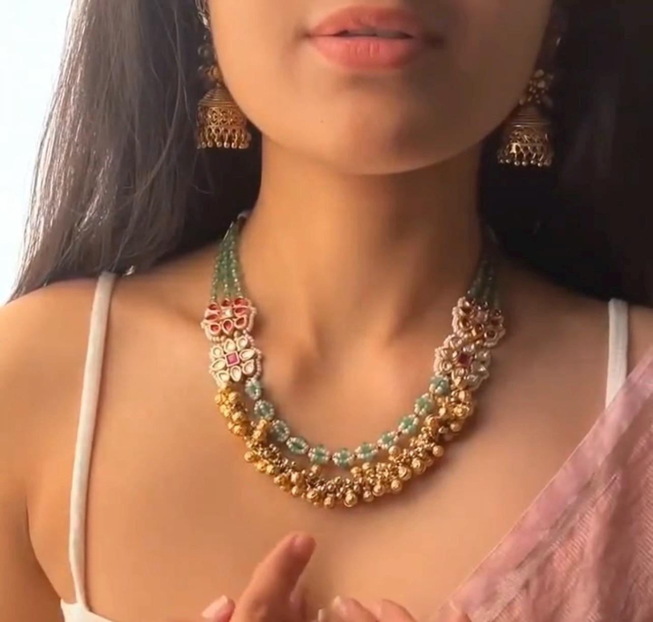 Indian Heritage Necklace Set/traditional necklace/bollywood celebrity Sabyasachi inspired statement bridal wedding necklace set with earring