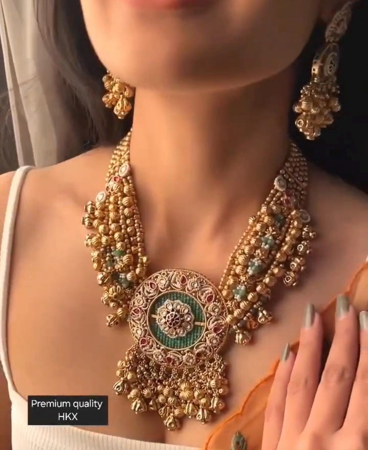 Indian Necklace Set/ Indian Choker Necklace/ Pearl Necklace /Guttapusalu necklace /statment jewellery South Indian jewelry