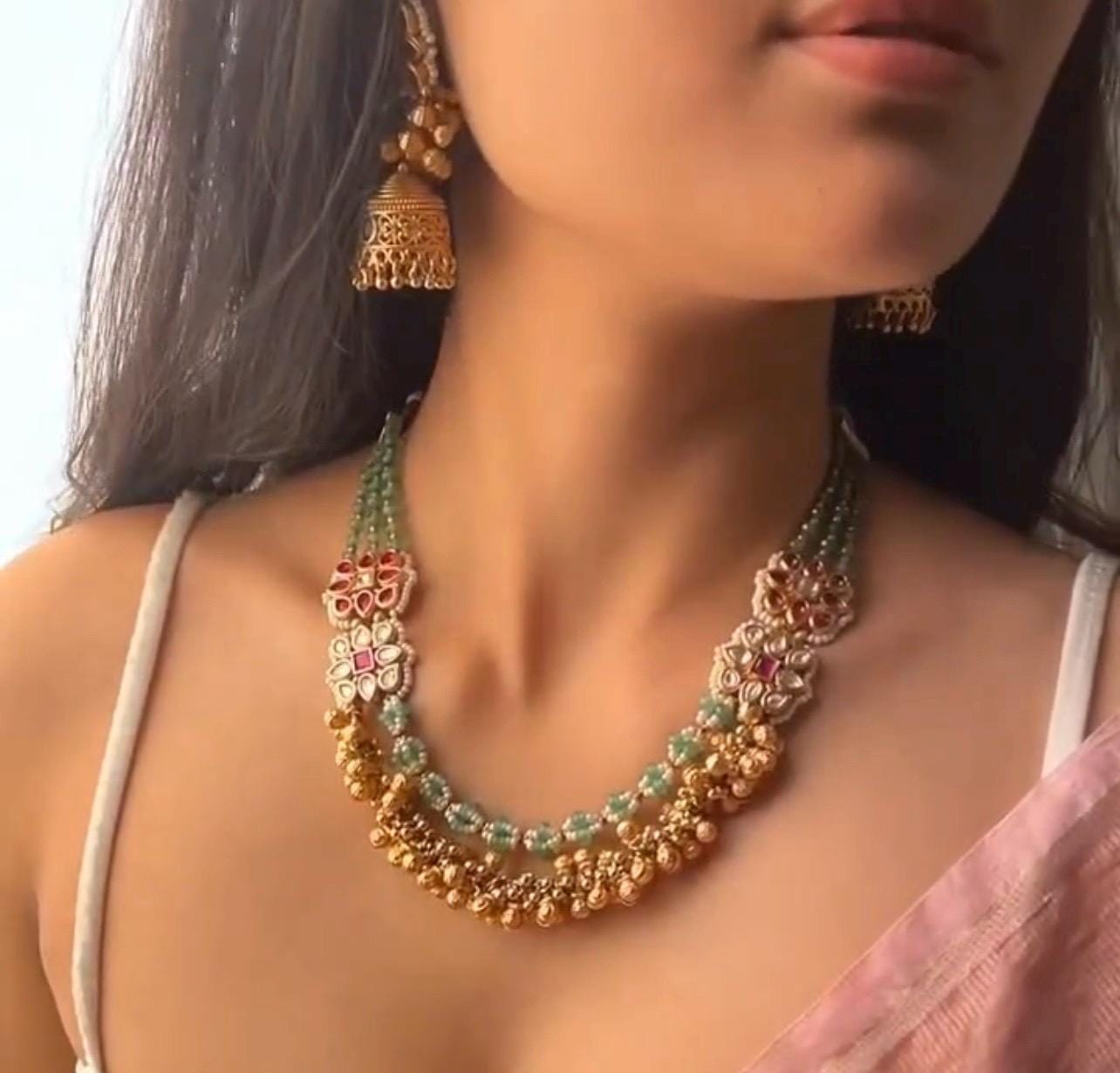 Indian Heritage Necklace Set/traditional necklace/bollywood celebrity Sabyasachi inspired statement bridal wedding necklace set with earring
