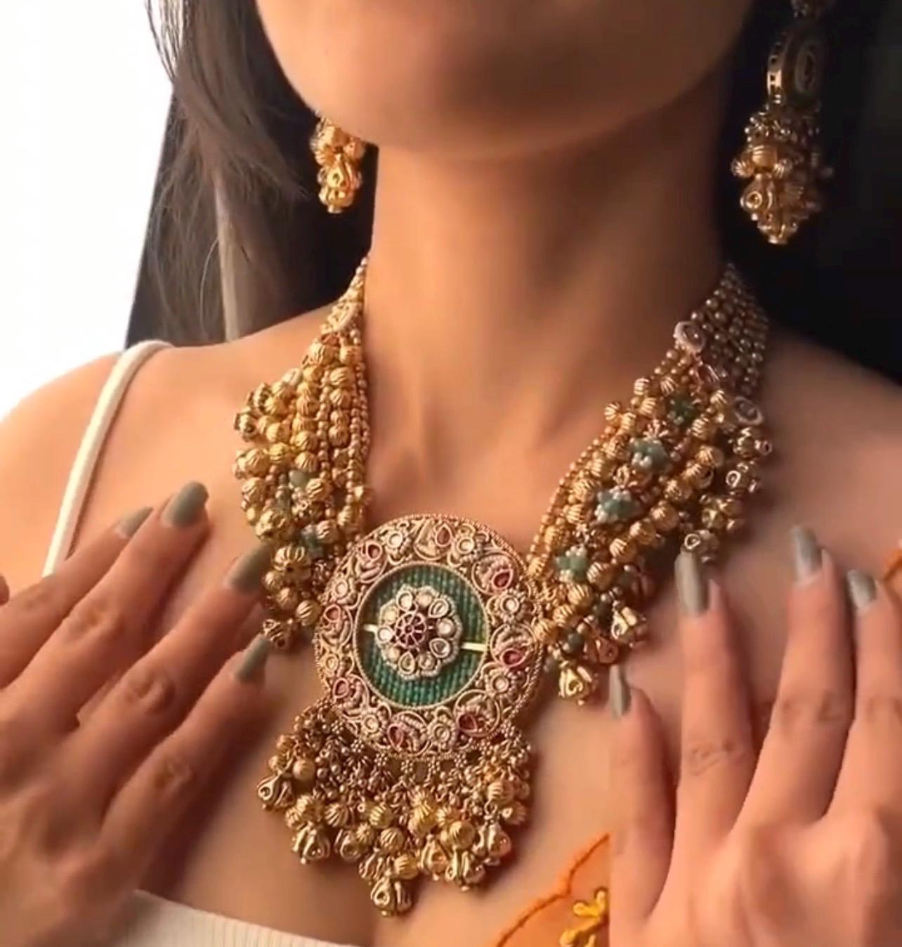 Indian Necklace Set/ Indian Choker Necklace/ Pearl Necklace /Guttapusalu necklace /statment jewellery South Indian jewelry
