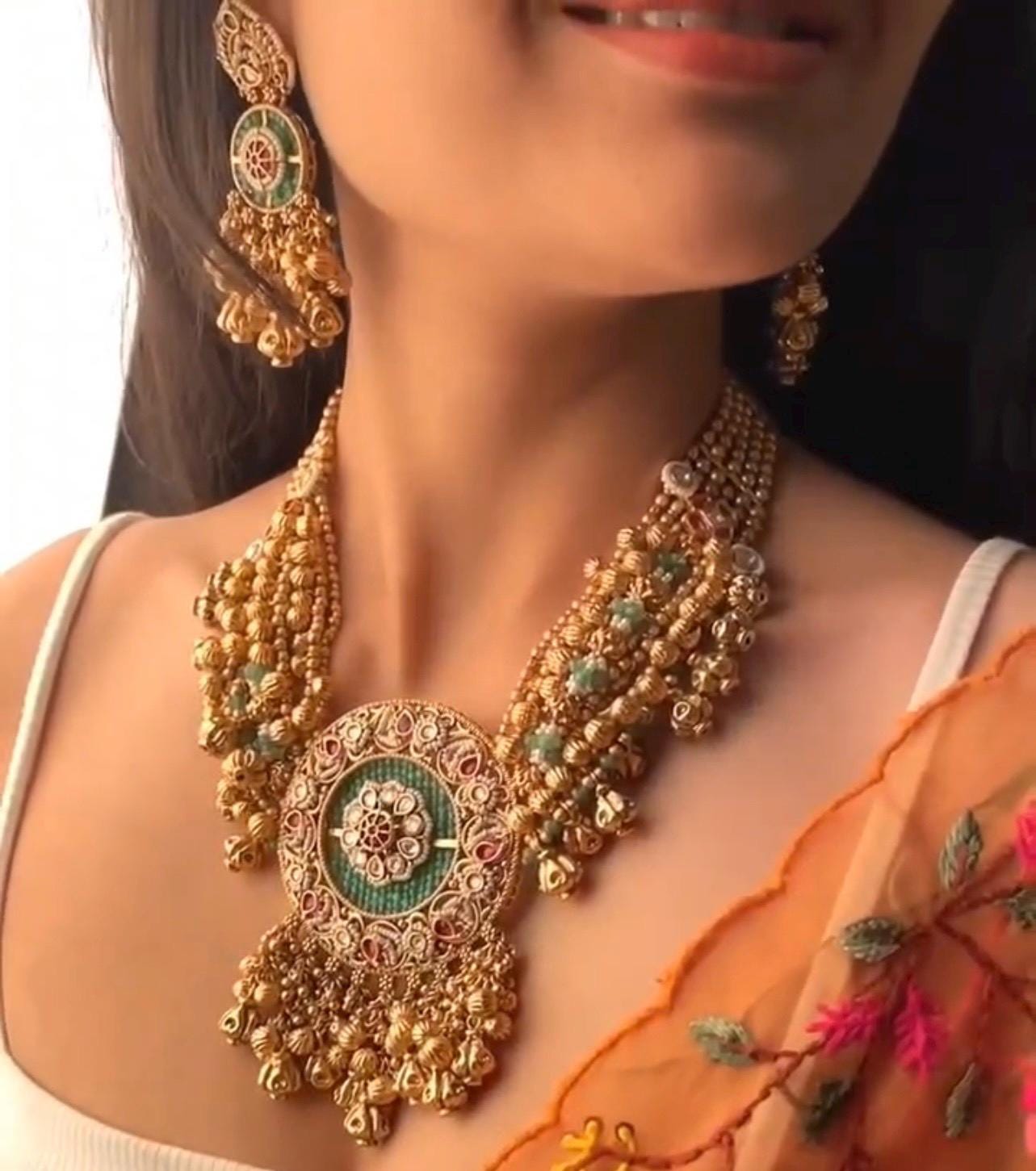 Indian Necklace Set/ Indian Choker Necklace/ Pearl Necklace /Guttapusalu necklace /statment jewellery South Indian jewelry