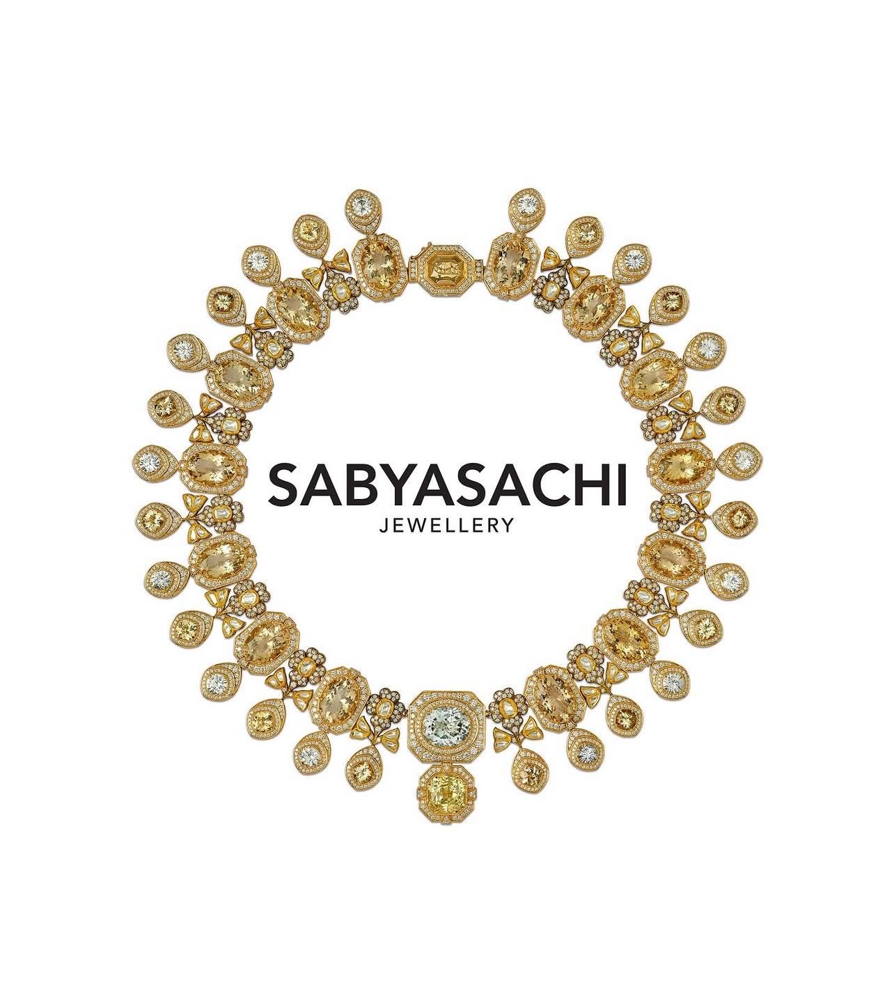 Fine Gold Finish Citrine and Crystal Bridal Fusion Statement Wedding Jewelry Necklace Set with Earrings Sabyasachi Jewelry/Indian Pakistani