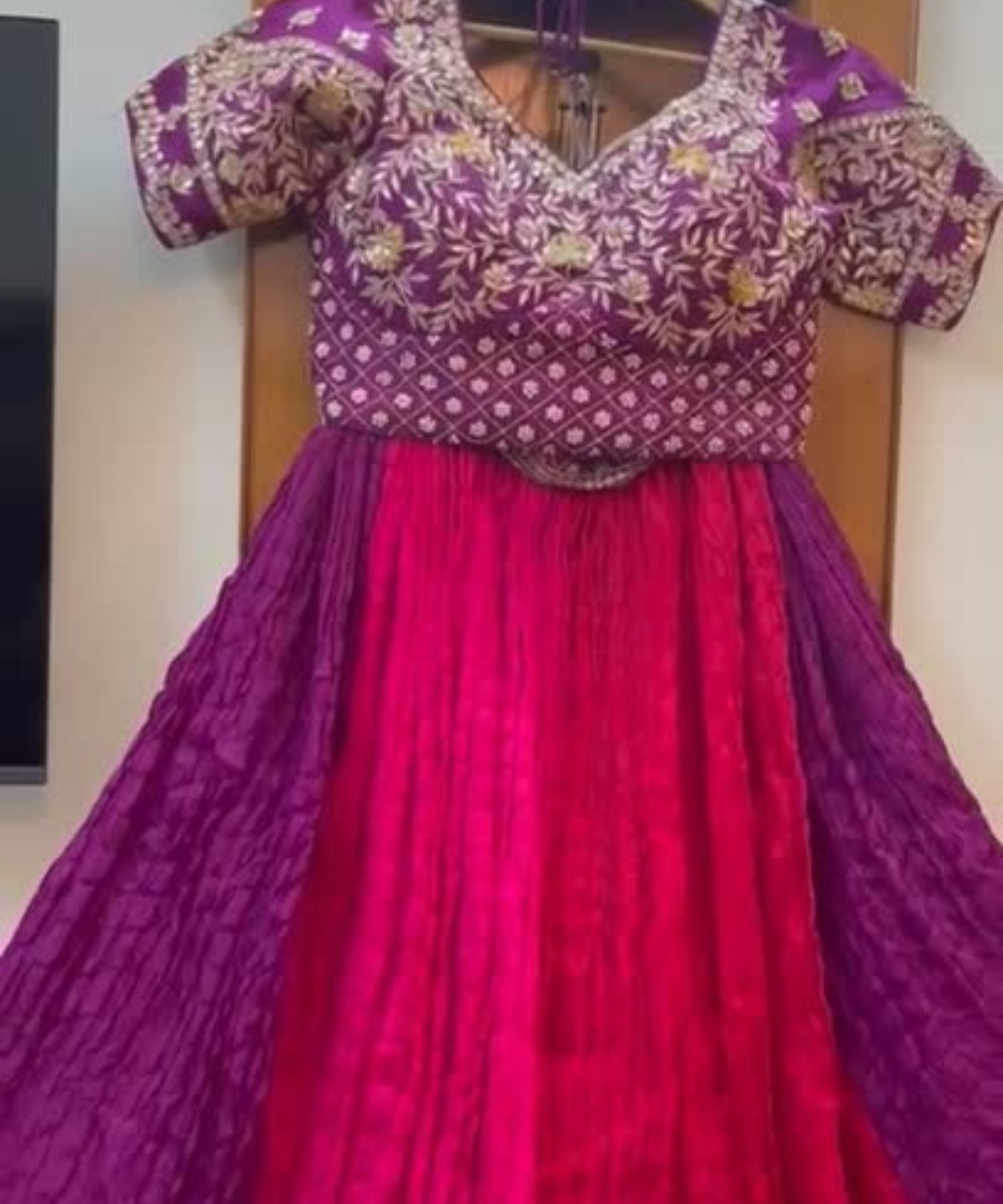 Coral Crinkle Lehenga Set