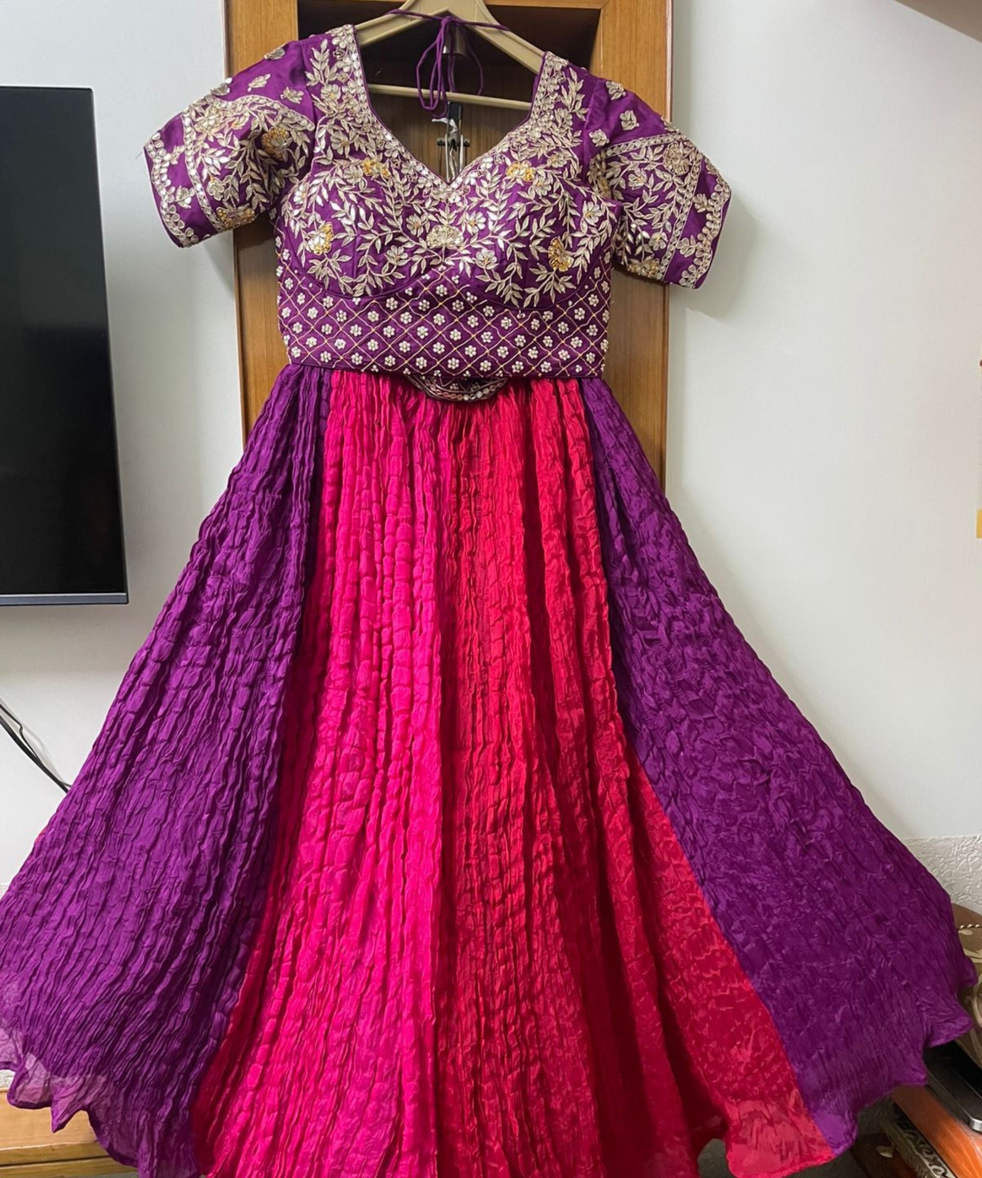 Coral Crinkle Lehenga Set