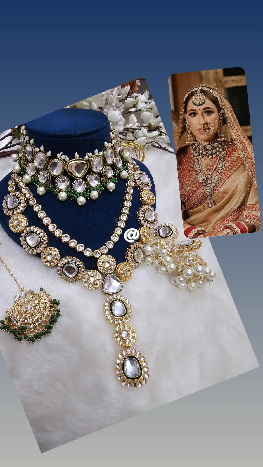 Kundan choker set with long necklace set, earrings and tikka/ kundan bridal set