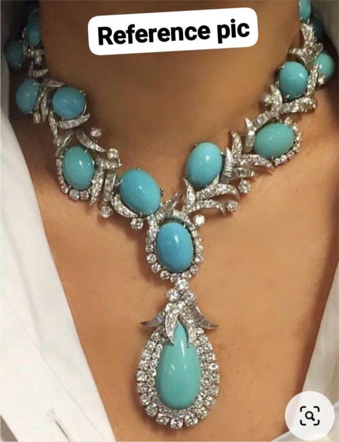 Bestselling Quality Designer Turquoise Statement Necklace Piece with Earrings Bollywood Indian Jewelry/ good quality