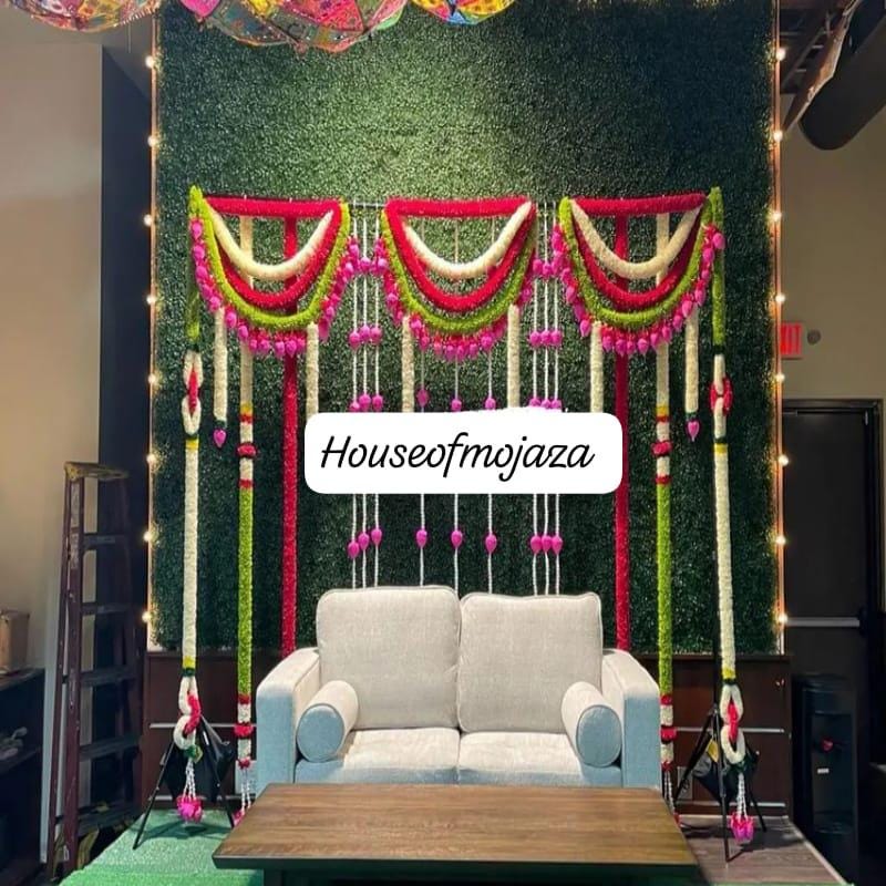 Complete backdrop set for Housewarming decor/fabric garlands set/ cloth garlands set