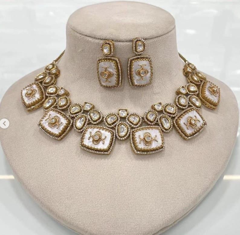 Sabyasachi Inspired Victorian Multicolor Navratan Kundan Polki Bollywood Jewelry Set Ambani Jewelry