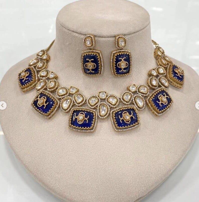 Sabyasachi Inspired Victorian Multicolor Navratan Kundan Polki Bollywood Jewelry Set Ambani Jewelry