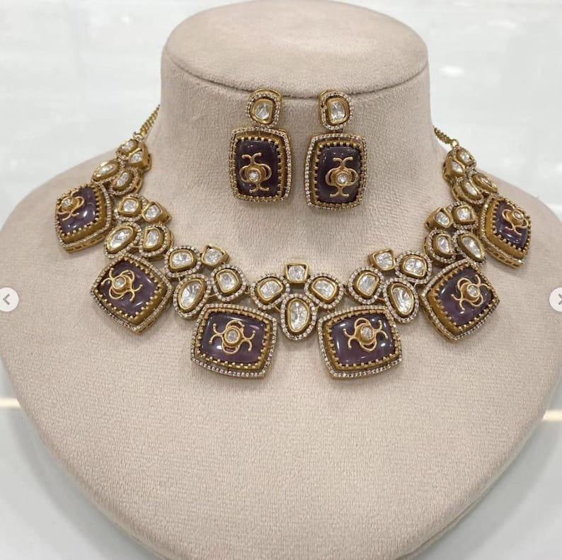 Sabyasachi Inspired Victorian Multicolor Navratan Kundan Polki Bollywood Jewelry Set Ambani Jewelry