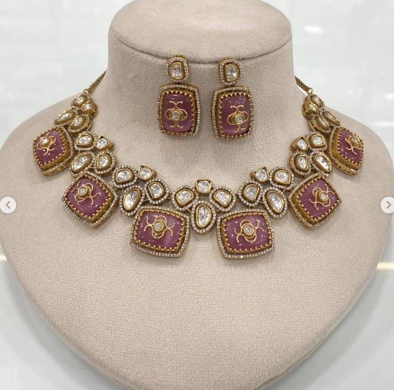 Sabyasachi Inspired Victorian Multicolor Navratan Kundan Polki Bollywood Jewelry Set Ambani Jewelry