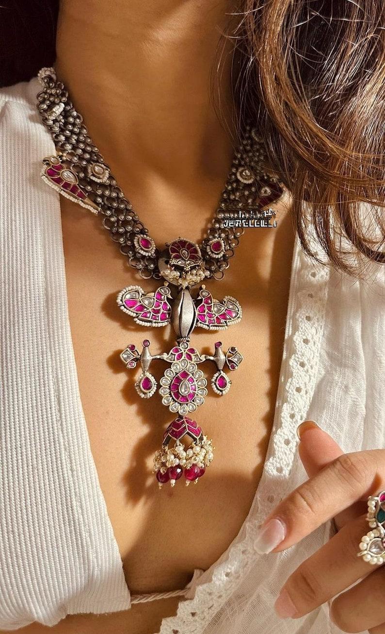 Inspired Necklace Indian jewellery Indian Choker Indian Jewelry Indian Necklace Kundan Necklace Oxidised Necklace Silver Sabyasachi necklace
