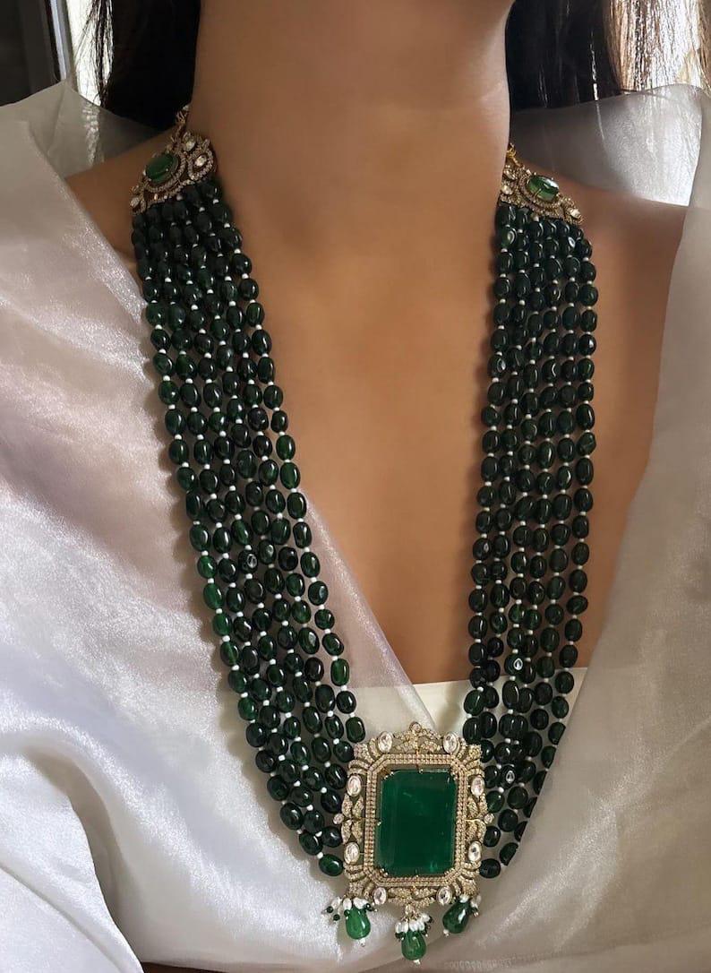 Sabyasachi Inspired Fine Quality Layered Long Faux Polki  Necklace Set/Pakistani Necklace/Wedding Jewelry set