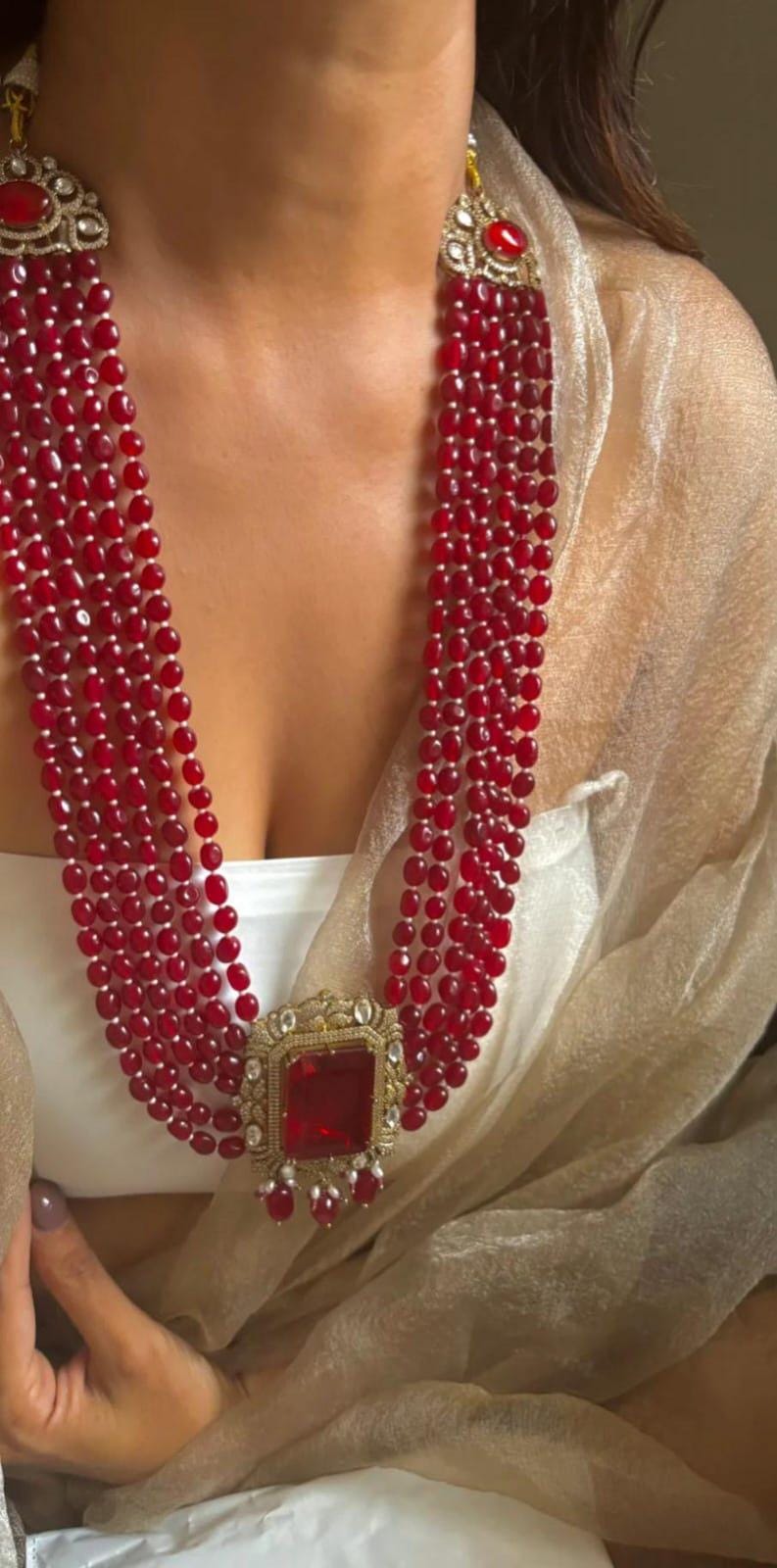 Sabyasachi Inspired Fine Quality Layered Long Faux Polki  Necklace Set/Pakistani Necklace/Wedding Jewelry set