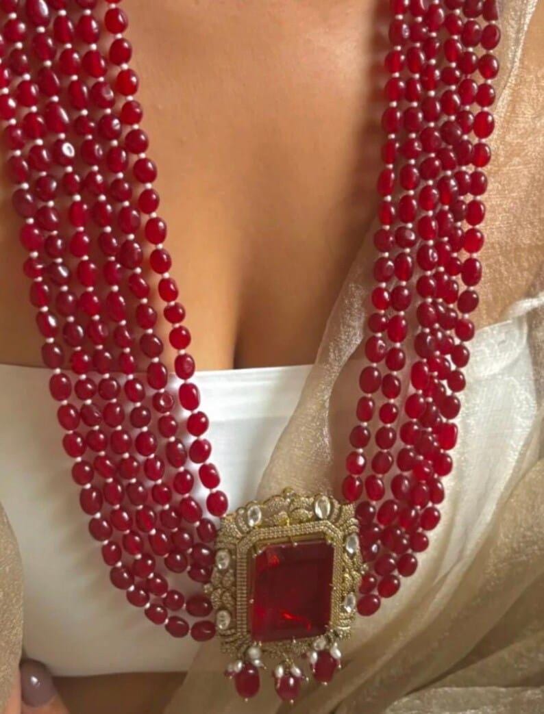 Sabyasachi Inspired Fine Quality Layered Long Faux Polki  Necklace Set/Pakistani Necklace/Wedding Jewelry set