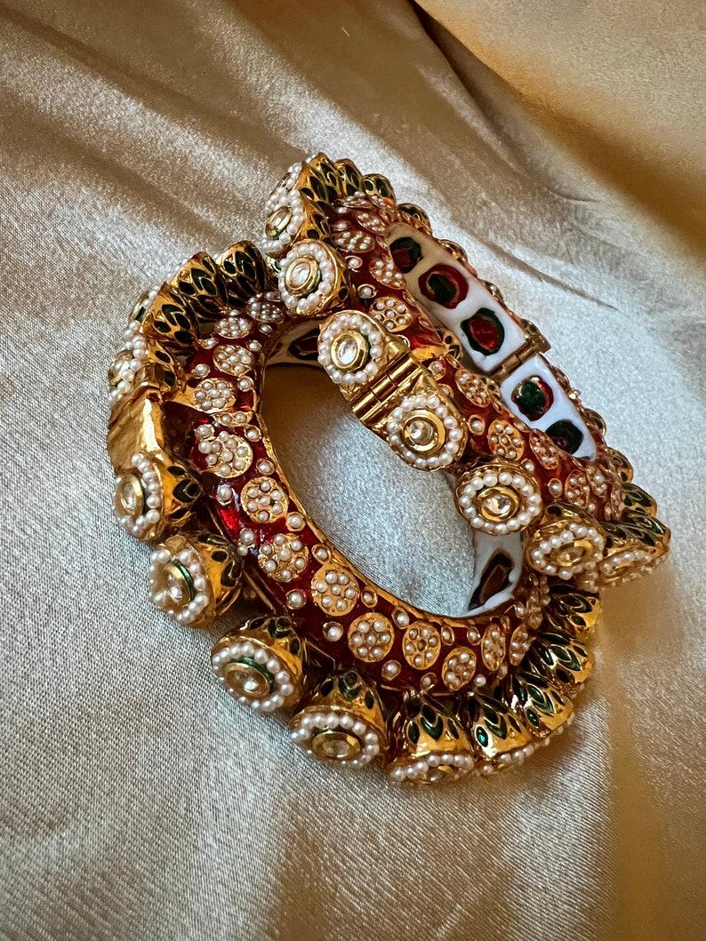 Red or Green Kundan Rajasthani Bangles Bridal Indian Wedding
