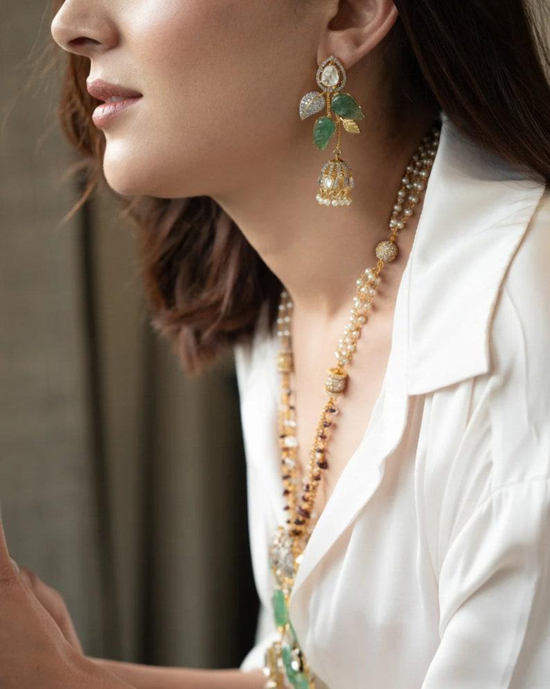 Premium Gold Platedset Mint Green Faux Polki Necklace Set Indian set Designer Statement Jewelry Punjabi Jewelry pakistani jewellery