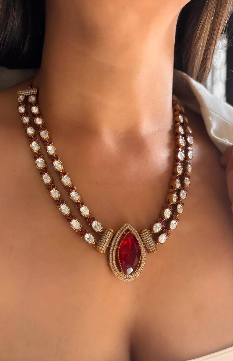 Amrapali inspired necklace Indian necklace victorian jewellery with earrings set