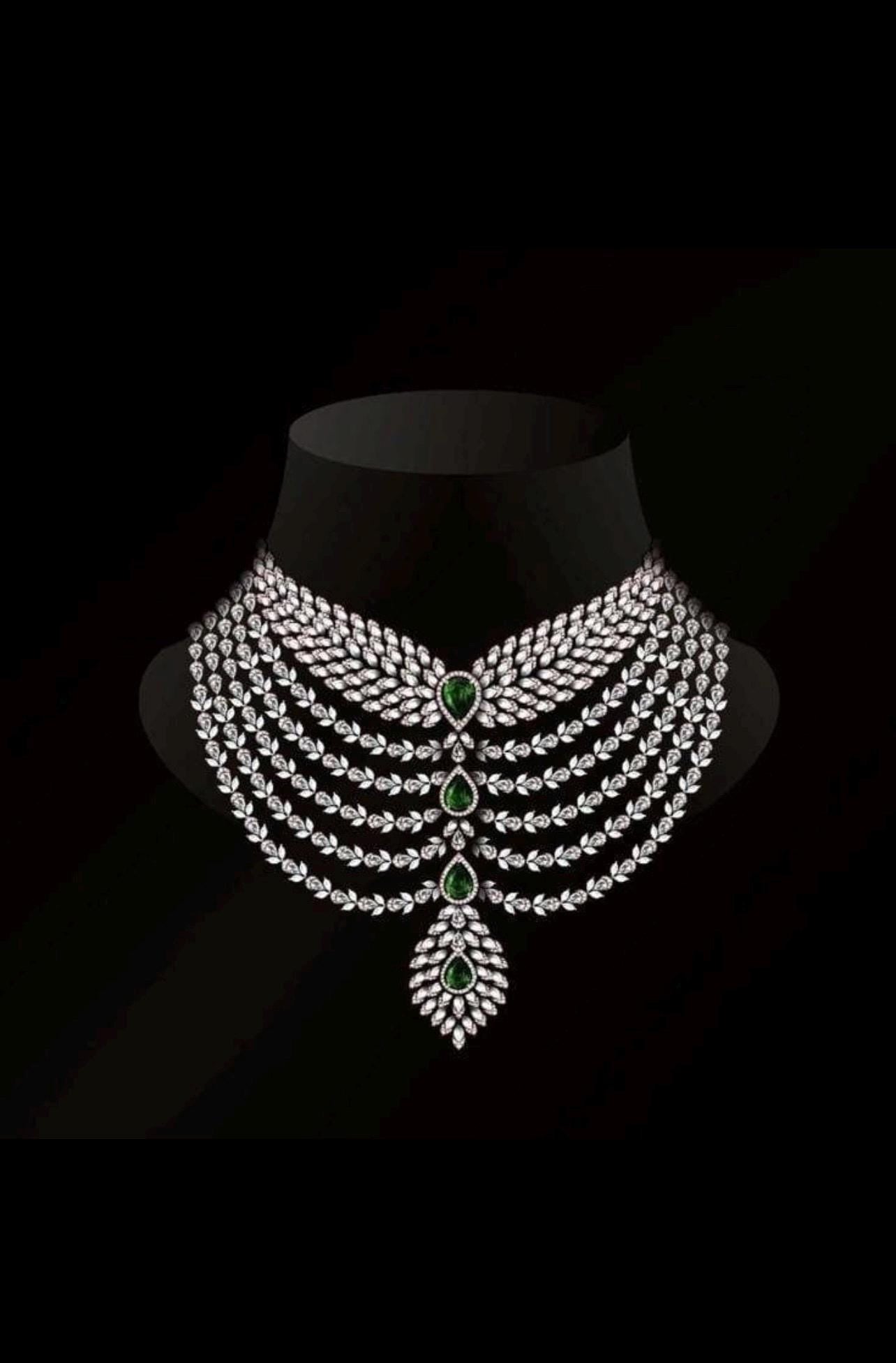 Exquisite Faux Emerald Diamond finish Bridal Choker Necklace With Statement Earrings/Bollywood Wedding Set/Sabyasachi Jewelry/Bridal jewelry