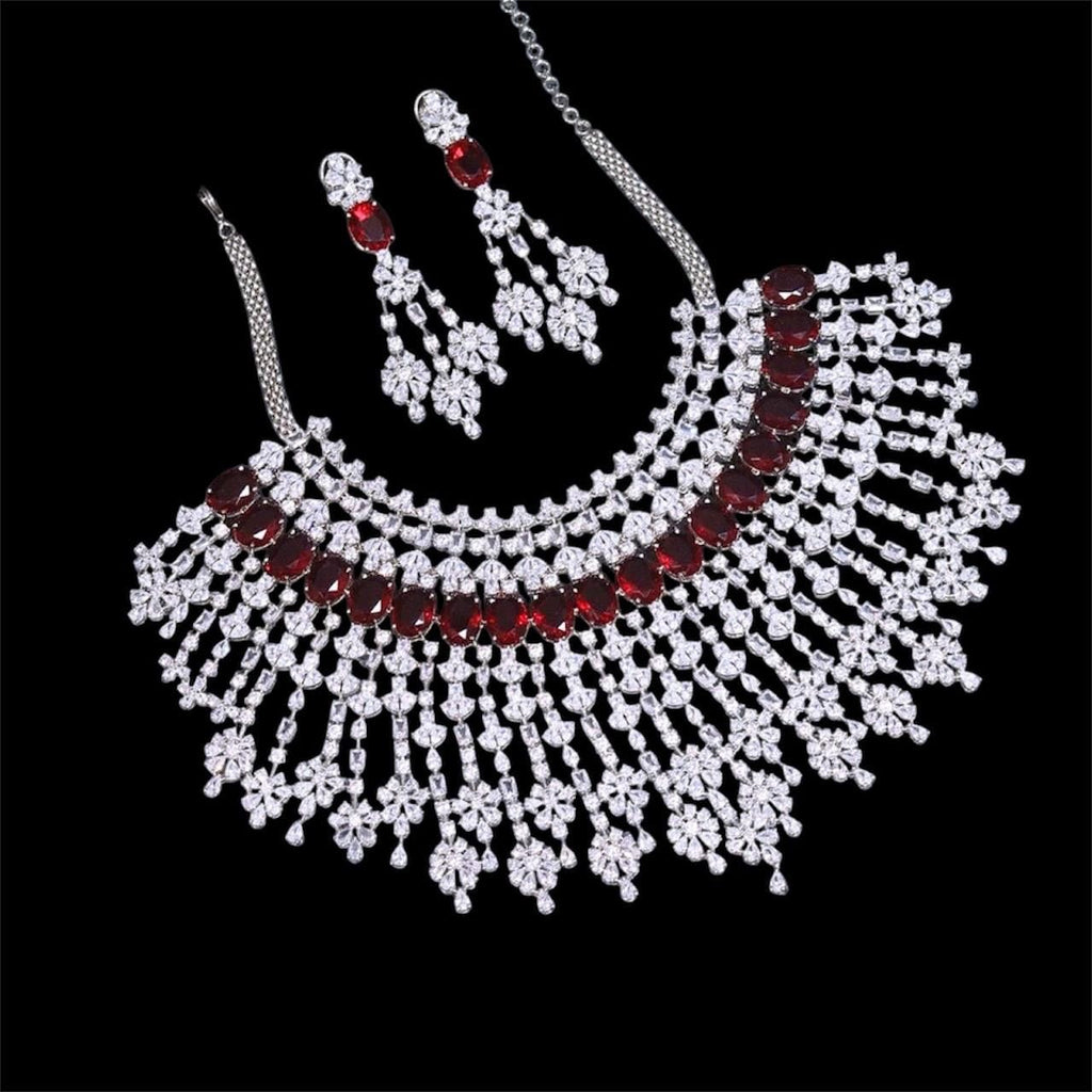 Malaika Arora inspired very fine premium CZ and stones necklace with earrings/statement necklace/partywear necklace/bollywood jewelry