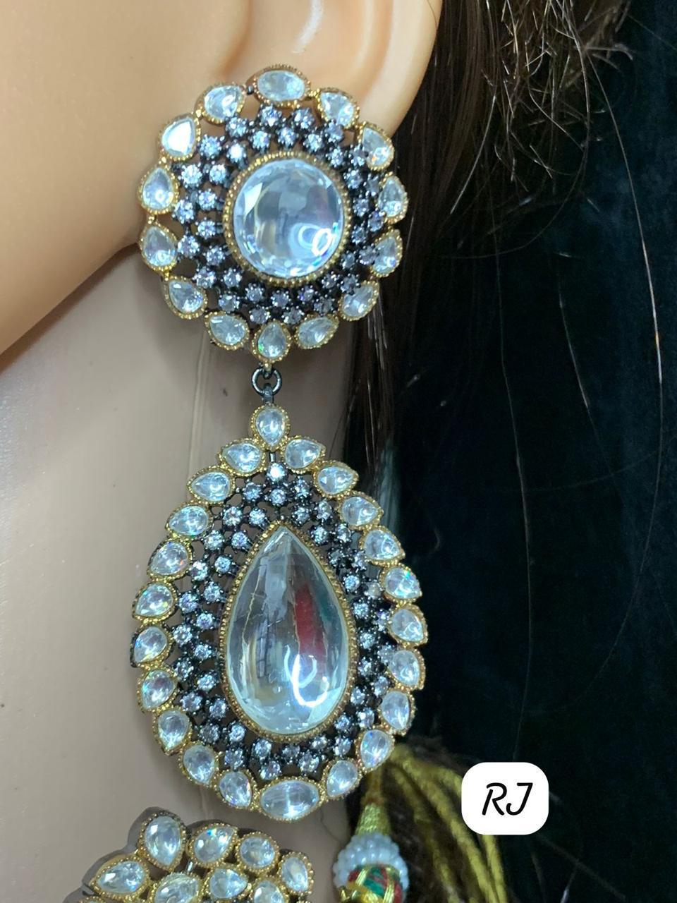 Celebrity inspired Victorian polki necklace set / Victorian jewelry/ Katrina necklace