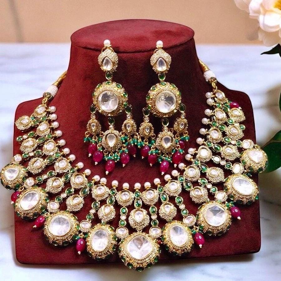 Rashmika Mandanna inspired Moissanite Kundan bridal necklace set with earrings/Sabsayachi jewelry/Bollywood/Indian jewelry/Pakistani Jewelry