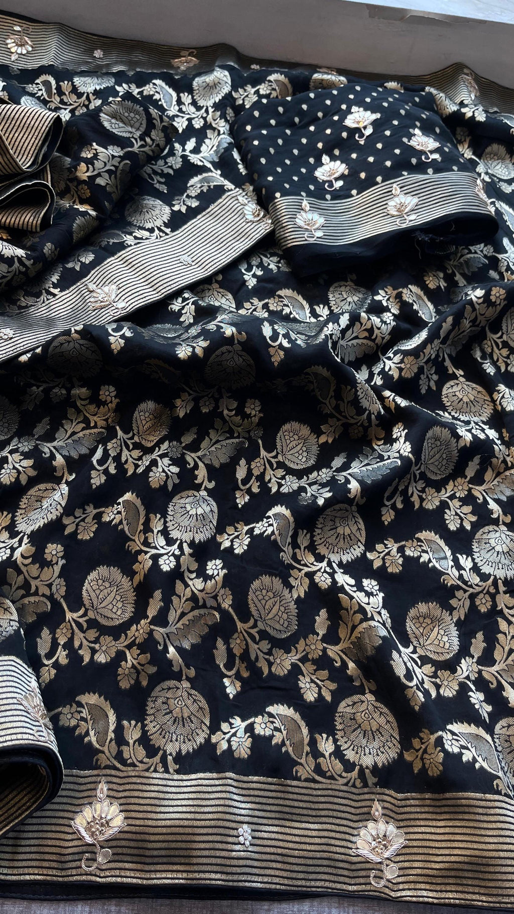 Designer saree, bridal saree, pure khaddi georgette, Banarasi weave, Indian Saree, wedding saree, festive saree, traditional saree