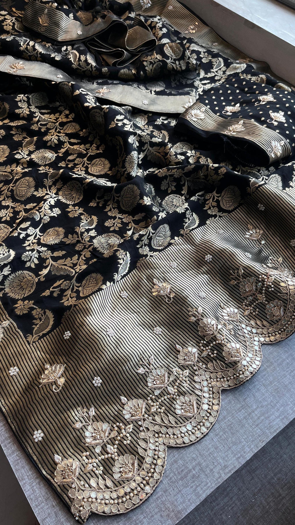 Designer saree, bridal saree, pure khaddi georgette, Banarasi weave, Indian Saree, wedding saree, festive saree, traditional saree