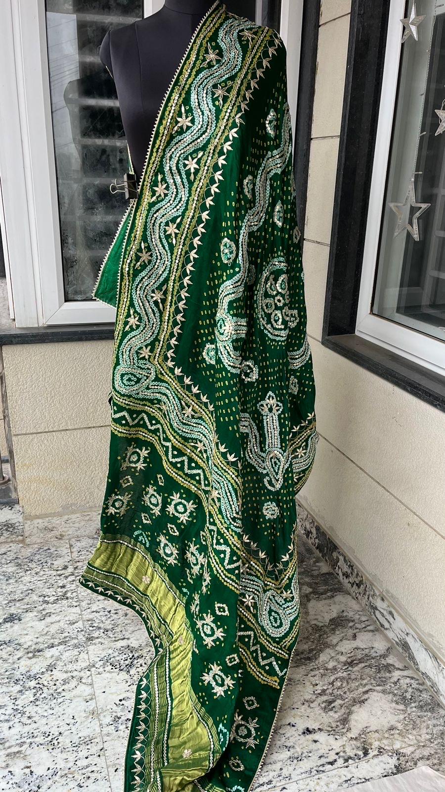 Designer dupatta, bridal dupatta, 100% pure original Gajji Silk, Indian wedding, Punjabi wedding, festive, traditional, Punjabi Dupatta