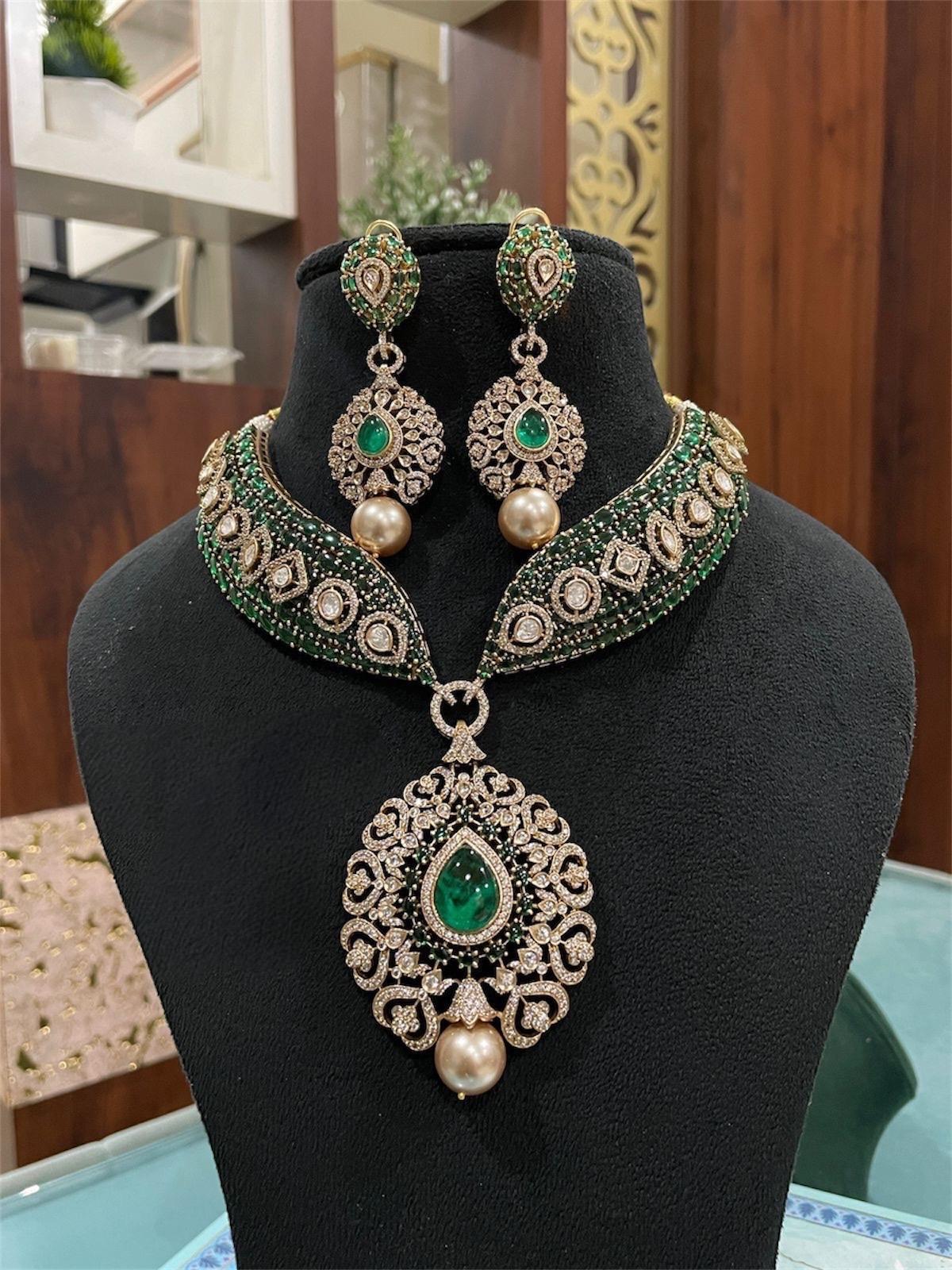 Kundan Necklace Sabyasachi Victorian Polki Diamond Necklace Heavy India Bridal Choker Blue Stone Indian Polki Necklace Pakistani Choker