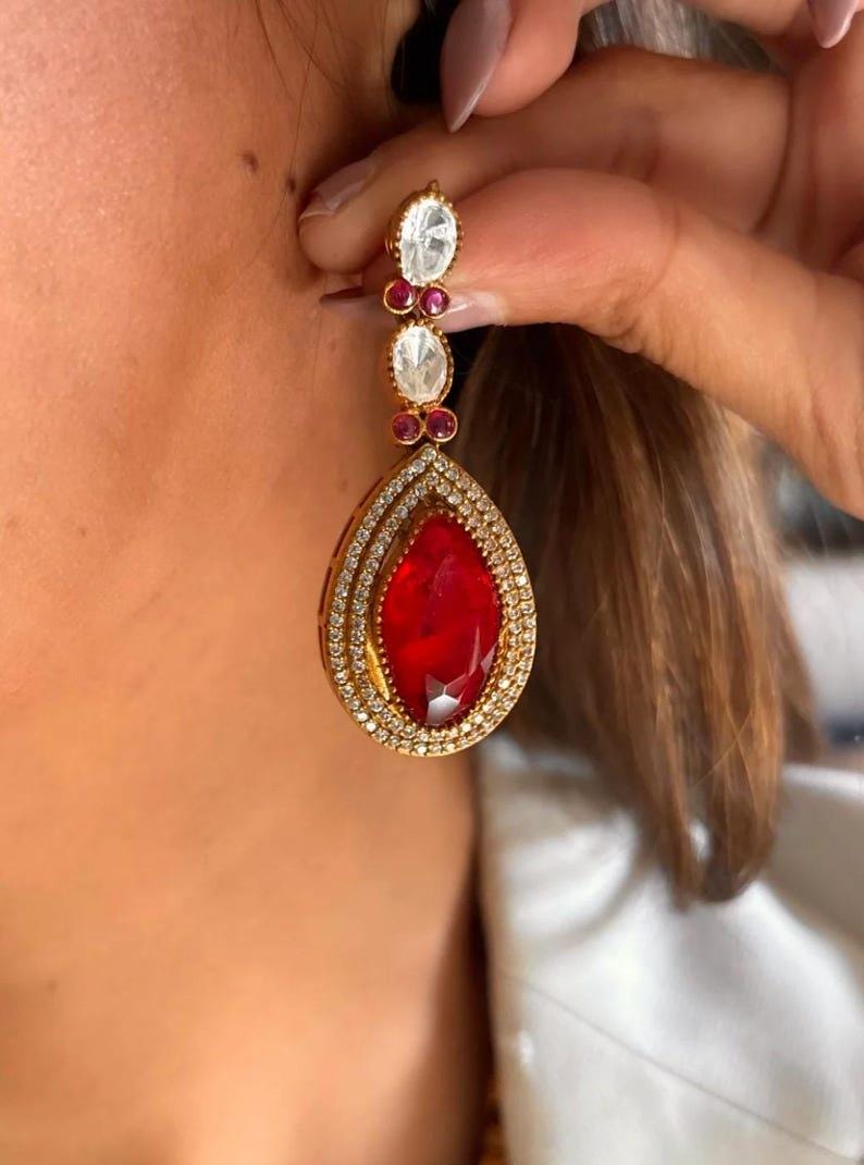Amrapali Inspired Victorian Gold Ruby Red Emerald Doublet Necklace two layer necklace Indian jewellery