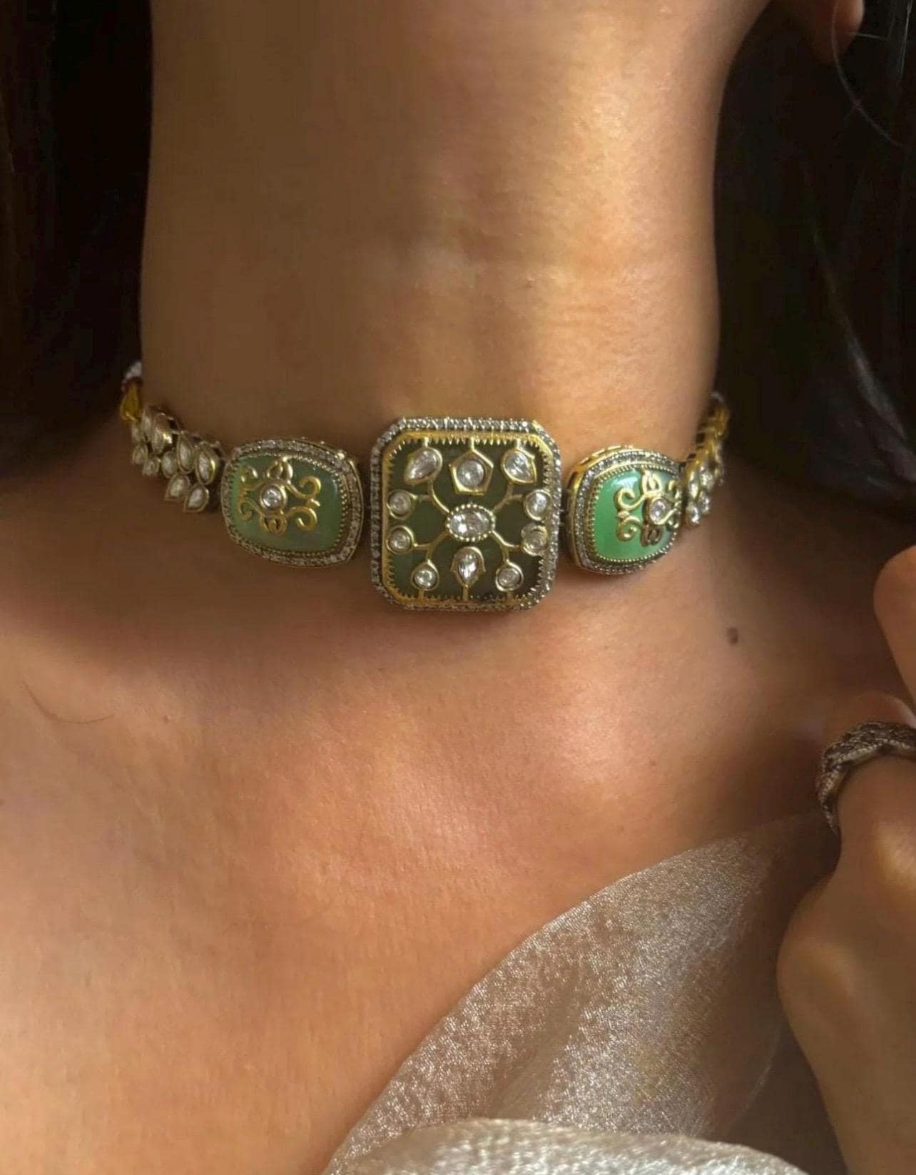 Delicate Light Weight Victorian Kundan Choker with Earrings/Indian Pakistani/Punjabi Jewelry/Engagment sangeet Jewelry/Kundan Set