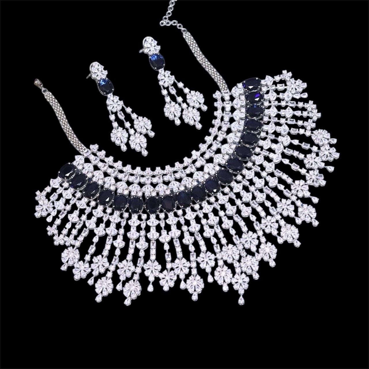 Malaika Arora inspired very fine premium CZ and stones necklace with earrings/statement necklace/partywear necklace/bollywood jewelry
