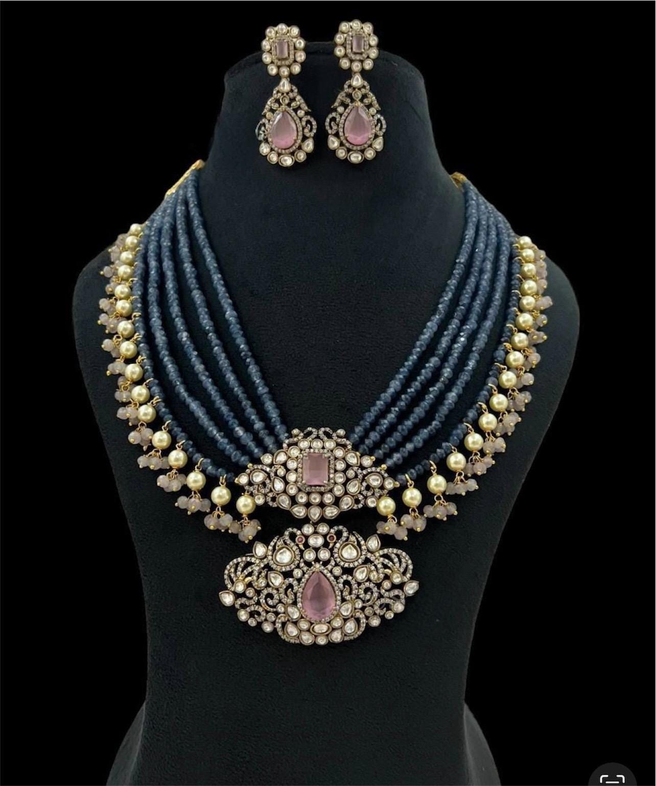 Sabyasachi Inspired Fine Quality Layered Victorian Pendant Set/Pakistani Necklace/Wedding Jewelry/Indian necklace/Statement jewelry