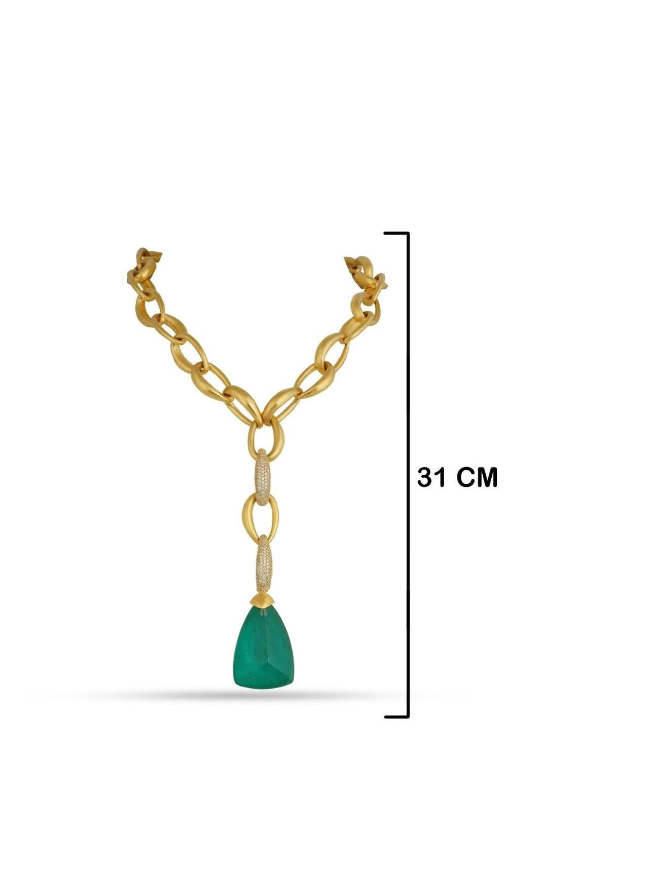 Gold Link and Doublet necklace/Bollywood jewelry/International jewelry/Fusion jewelry/Statement necklace/Partywear necklace/Pendant necklace