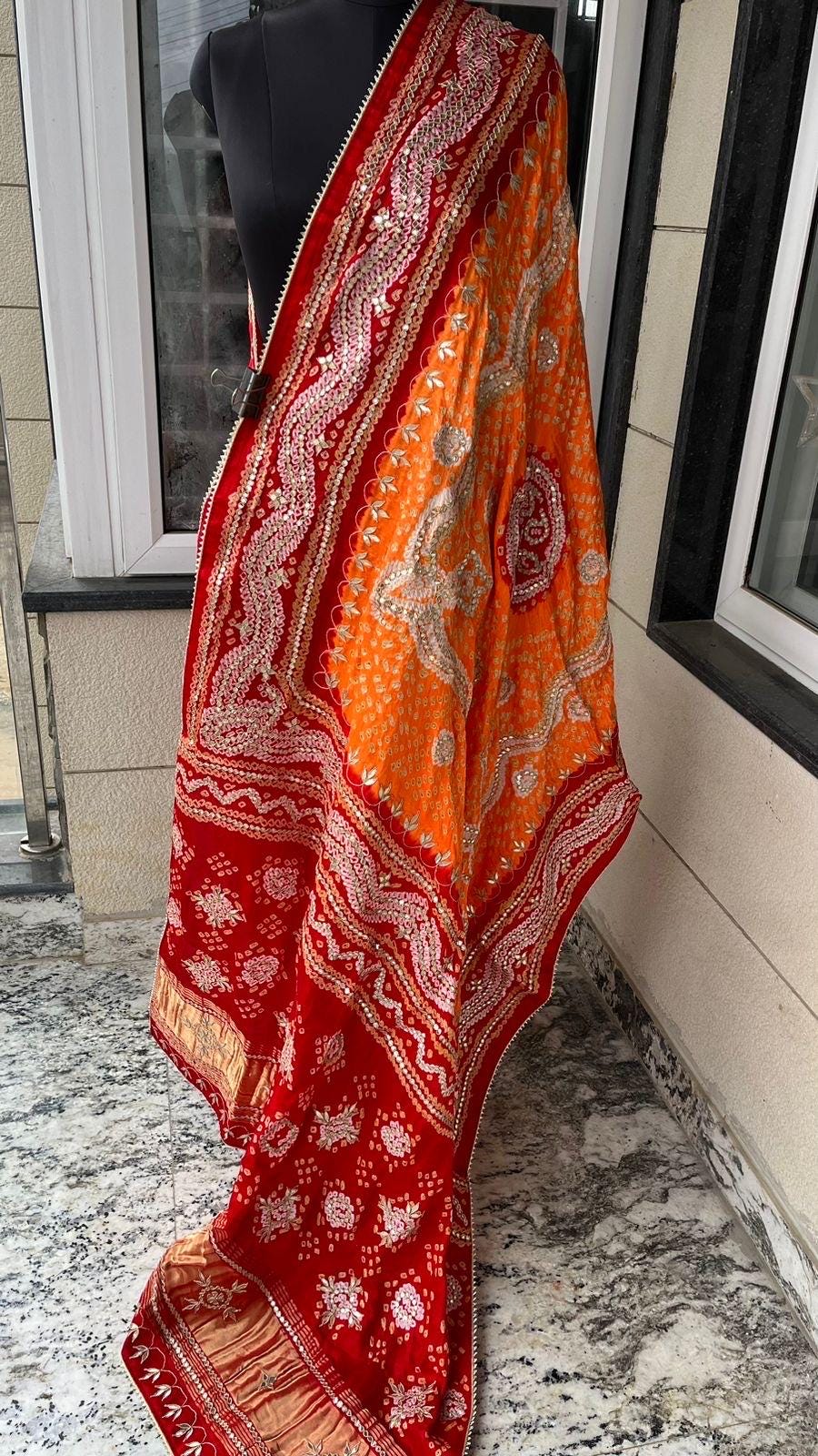 Designer dupatta, bridal dupatta, 100% pure original Gajji Silk, Indian wedding, Punjabi wedding, festive, traditional, Punjabi Dupatta