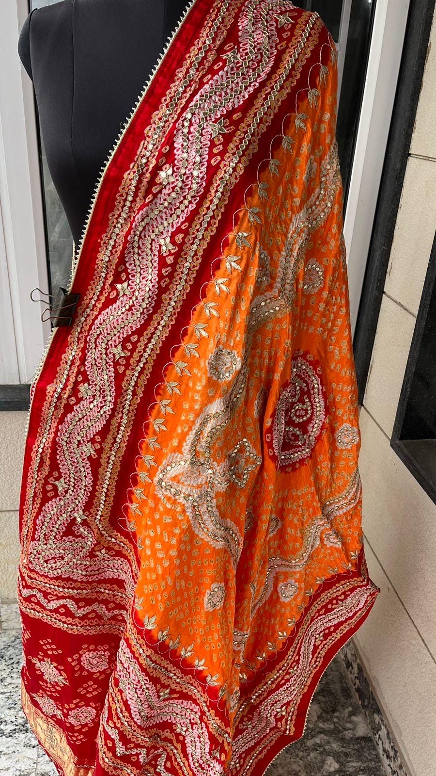 Designer dupatta, bridal dupatta, 100% pure original Gajji Silk, Indian wedding, Punjabi wedding, festive, traditional, Punjabi Dupatta