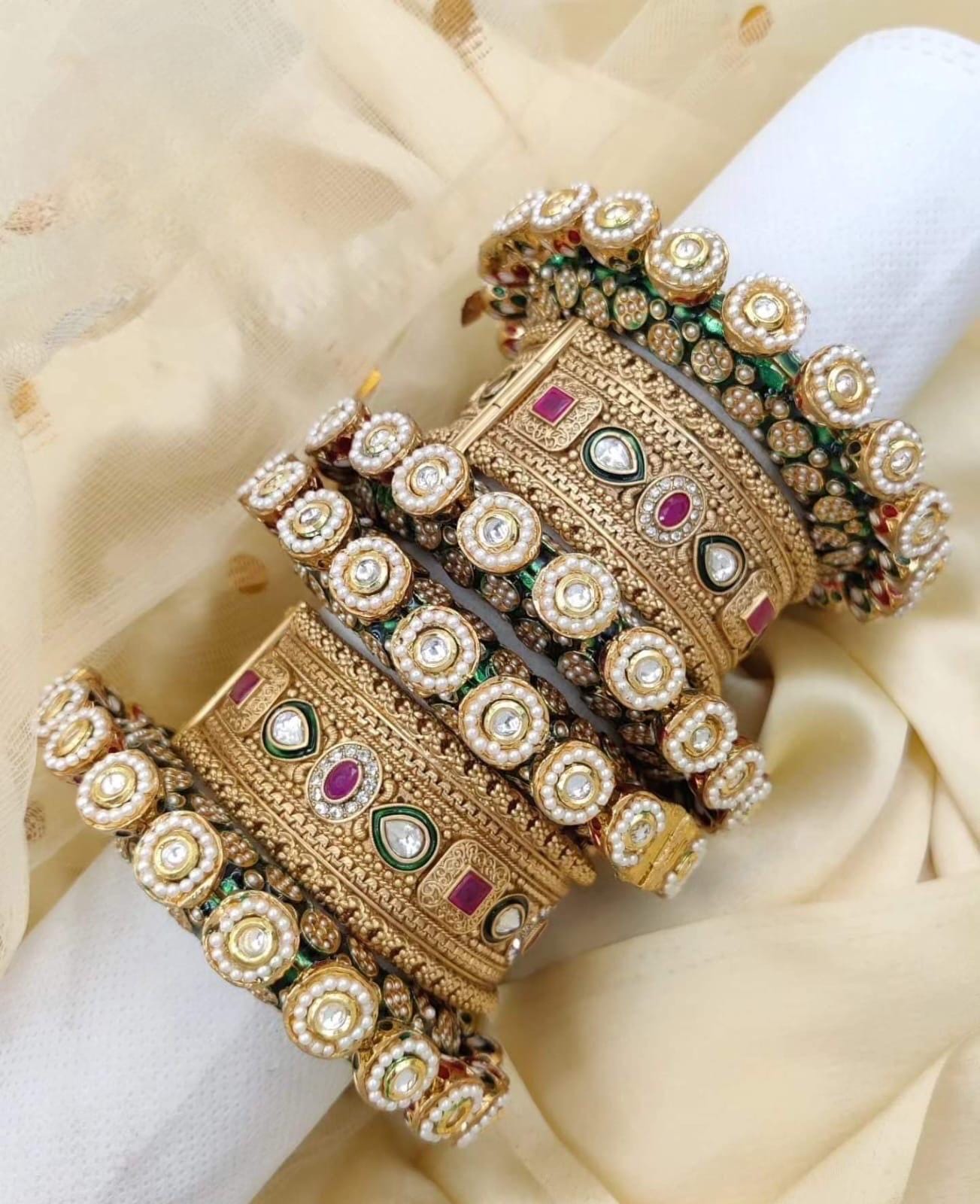 Rajwadi Kada/Pachali bangles/Meenakari Openable Kada/Indian Wedding jewelry/Kundan bridal bangles set/Gold plated Kada/Chooda Set/Sabyasachi